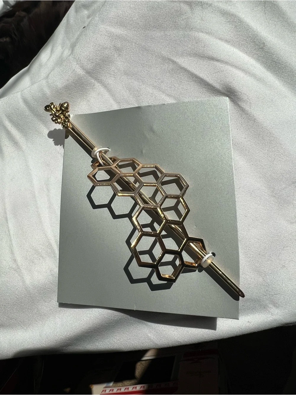 Gold Honeycomb Hair Barrette